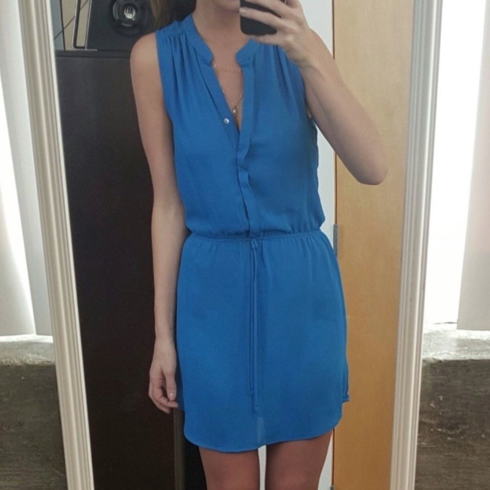 Bright Blue Button Down Tank Dress